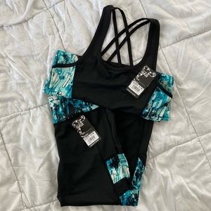 NWT GM Black and Blue Active Wear Tank and Legging